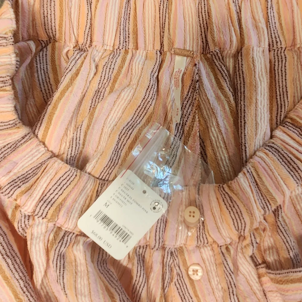 Free People Neutral Combo Pink Striped Boxer Style Mini Skirt‎ Y2k Size: M